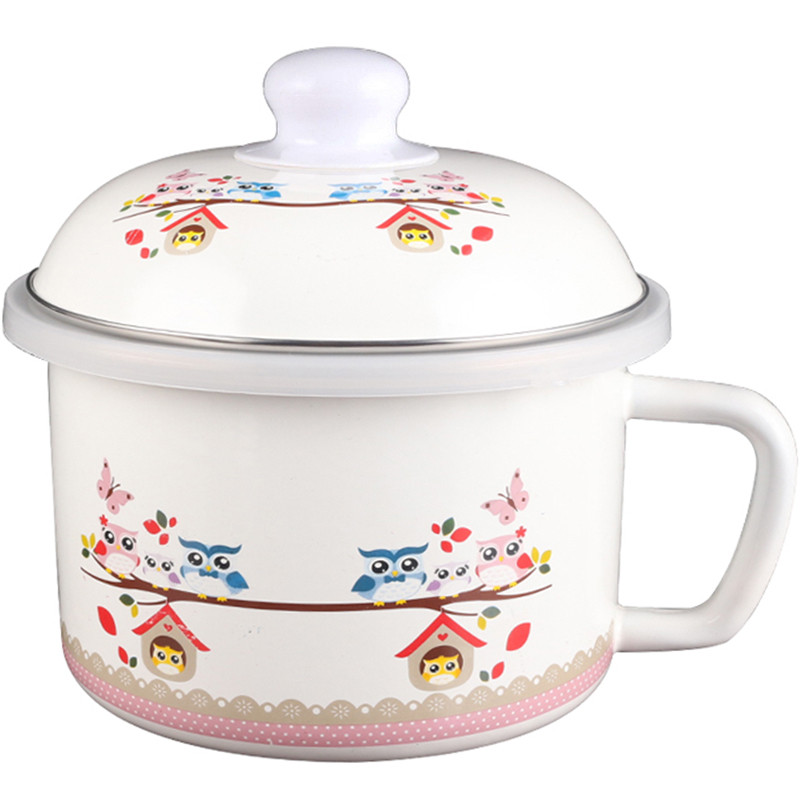 Új divatos Enamel Cup Háztartási instant tészta saláta tál csésze vizes csésze instant tészta csésze fedőtállal konyhai kellékek