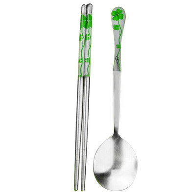 Korėjietiškas kiniškas nerūdijančio plieno šaukštas + lazdelės, daugkartinio naudojimo stalo reikmenų rinkiniai, dovana