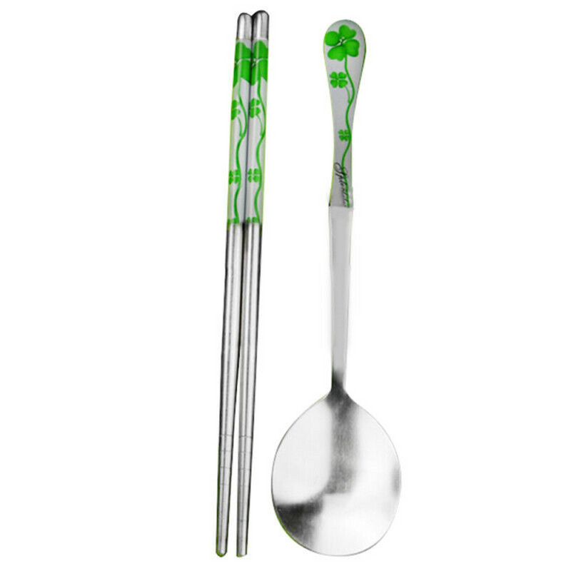 Korėjietiškas kiniškas nerūdijančio plieno šaukštas + lazdelės, daugkartinio naudojimo stalo reikmenų rinkiniai, dovana