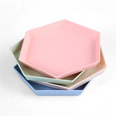 Šešiakampis vakarėlio desertų padėklas Užkandžiai Kviečių šiaudeliai Sutirštinti padėklai Vaisių lėkštė Daugiafunkcis virtuvės priedai Indai