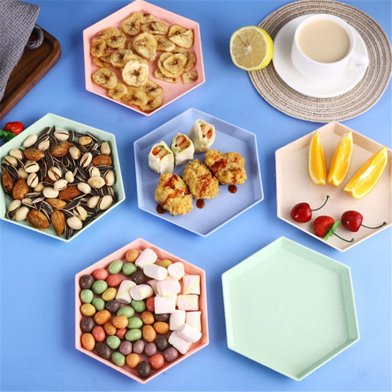 Šešiakampis vakarėlio desertų padėklas Užkandžiai Kviečių šiaudeliai Sutirštinti padėklai Vaisių lėkštė Daugiafunkcis virtuvės priedai Indai