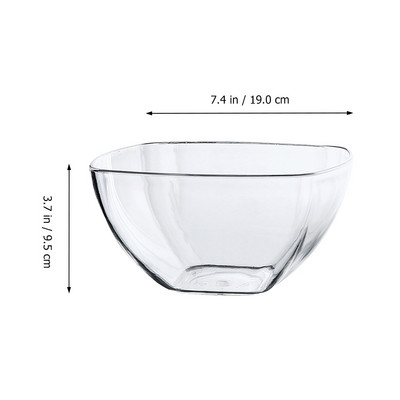 Stiklinis daugkartinis užkandis Dubenys Kvadratinis salotų dubuo ryžių sriubai Makaronai Maišymas grūdų užkandžiams Servavimo dubuo vaisių dubuo 24 cm skaidrus