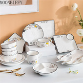 Japanski tanjur i zdjela Dječje posuđe Crtani mačji uzorak Keramički tanjur Zdjela za rižu Tanjuri Posuđe s voćem Posuđe