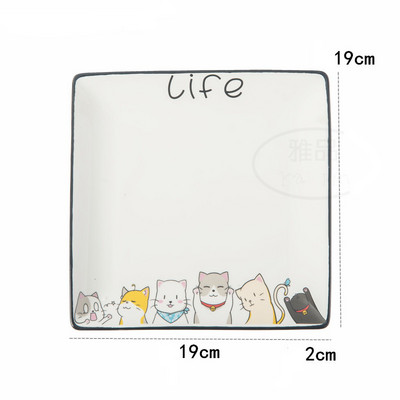 Japanski tanjur i zdjela Dječje posuđe Crtani mačji uzorak Keramički tanjur Zdjela za rižu Tanjuri Posuđe s voćem Posuđe