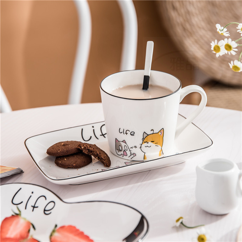 Japanski tanjur i zdjela Dječje posuđe Crtani mačji uzorak Keramički tanjur Zdjela za rižu Tanjuri Posuđe s voćem Posuđe