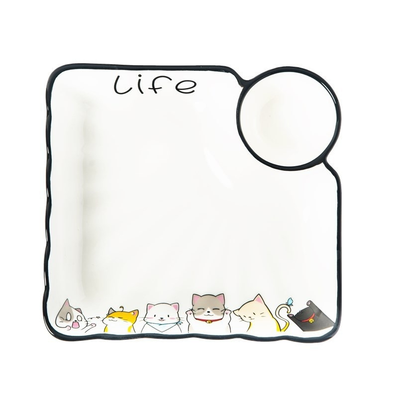 Japanski tanjur i zdjela Dječje posuđe Crtani mačji uzorak Keramički tanjur Zdjela za rižu Tanjuri Posuđe s voćem Posuđe