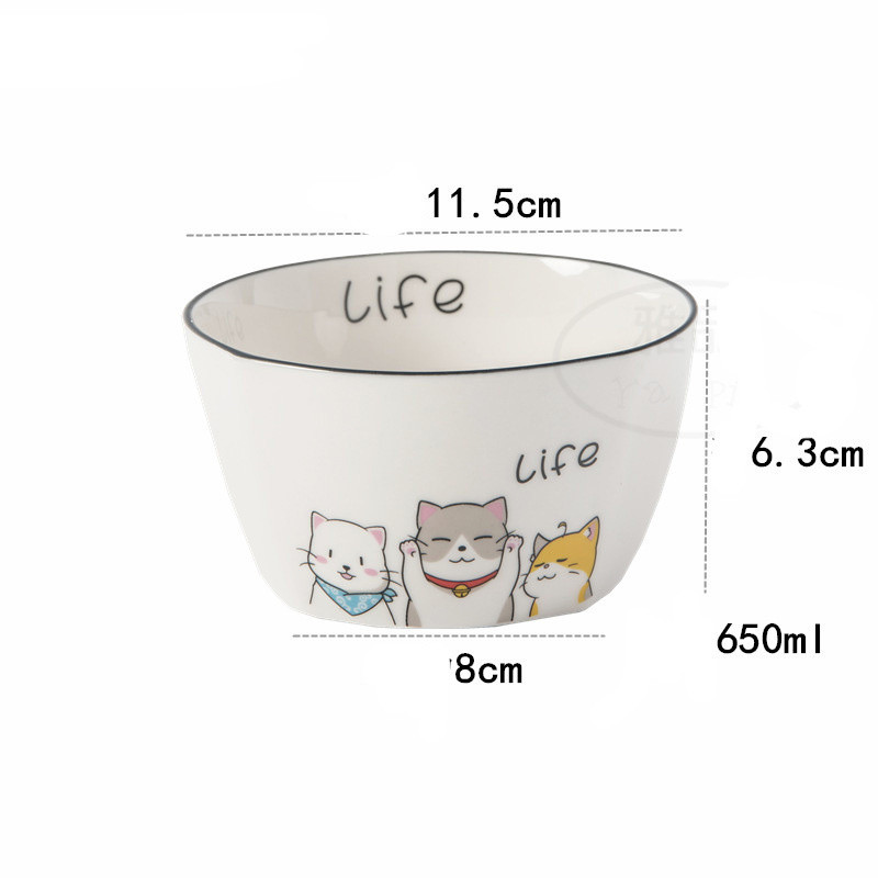 Japanski tanjur i zdjela Dječje posuđe Crtani mačji uzorak Keramički tanjur Zdjela za rižu Tanjuri Posuđe s voćem Posuđe