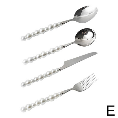 Sidabrinės spalvos mados perliniai stalo įrankiai nerūdijančio plieno kūrybiškumo dovana stalo reikmenys 304 perlų peilis šakutė Šaukštas mieli stalo įrankių priedai