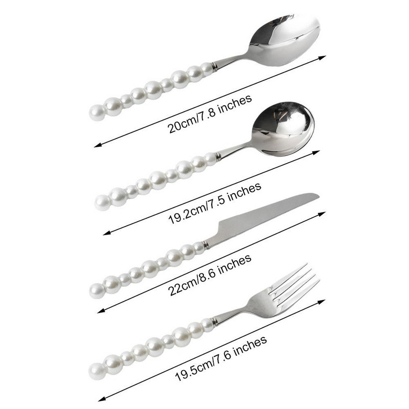 Sidabrinės spalvos mados perliniai stalo įrankiai nerūdijančio plieno kūrybiškumo dovana stalo reikmenys 304 perlų peilis šakutė Šaukštas mieli stalo įrankių priedai