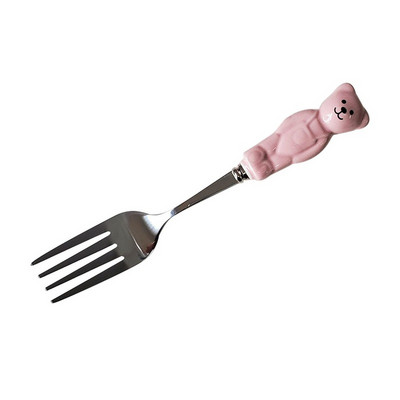 Cute Bear Spoon Πιρούνι Κεραμικά Κουτάλια Επιδόρπιο Μαχαιροπίρουνα Μαχαιροπήρουνα Γελοιογραφία Πιρούνι Κουτάλι Βούτυρο Kinfe Σετ 304 από ανοξείδωτο ατσάλι