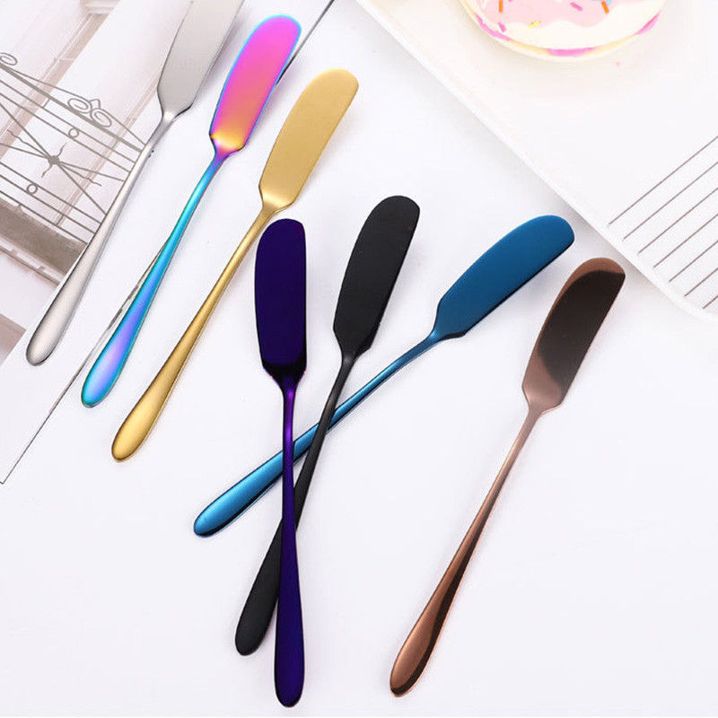 304 Nerūdijančio plieno sviesto peilis sūris Desertų uogienių plokštelės Kremo aukso juodo rožinio aukso peiliai Vakarų stalo įrankiai pusryčių įrankis