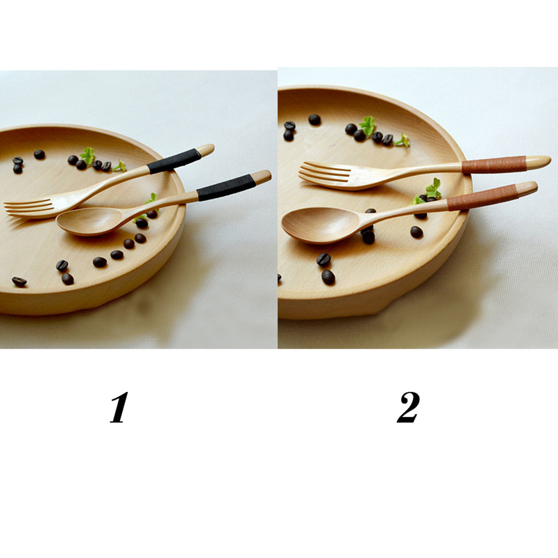 Köögitarvikud Avaleht Restoran Lauanõud Tööriist Kohv toiduvalmistamiseks Puidust tahke kaasaskantav kingitused lusikakahvli komplekt