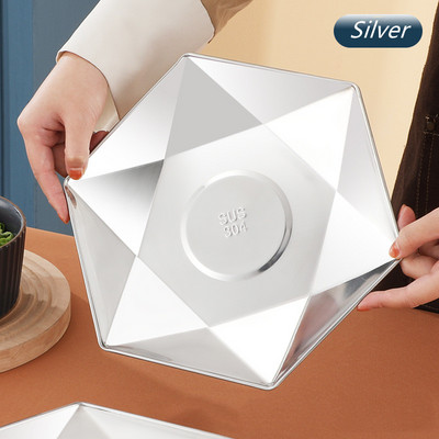 Stora 304 nerūdijančio plieno auksinė serviravimo lėkštė restorano žuvies jūros gėrybių sušių lėkštė šešiakampė vakarienės lėkštė Didelis plokščias laikymo padėklas