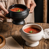 Κεραμικό μπολ για σούπα Εστιατόριο Creative Lion Head Ανάγλυφη λαβή Μπολ Μπολ για επιδόρπιο Μπολ Σνακ Μπολ Σαλατάκια Σπίτι Επιτραπέζια σκεύη