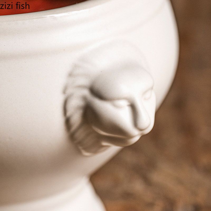 Κεραμικό μπολ για σούπα Εστιατόριο Creative Lion Head Ανάγλυφη λαβή Μπολ Μπολ για επιδόρπιο Μπολ Σνακ Μπολ Σαλατάκια Σπίτι Επιτραπέζια σκεύη