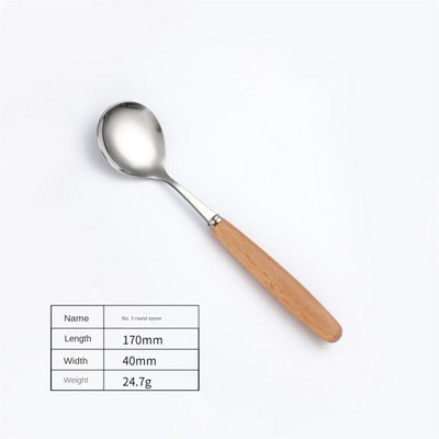 Μαχαίρι γιαπωνέζικο στυλ Ξύλινη λαβή από ανοξείδωτο ατσάλι Πιρούνι μαχαιριού Κουτάλι Western Food Steak Μαχαίρι Επιτραπέζια σκεύη Chopsticks Πιρούνι για επιδόρπιο φρούτων