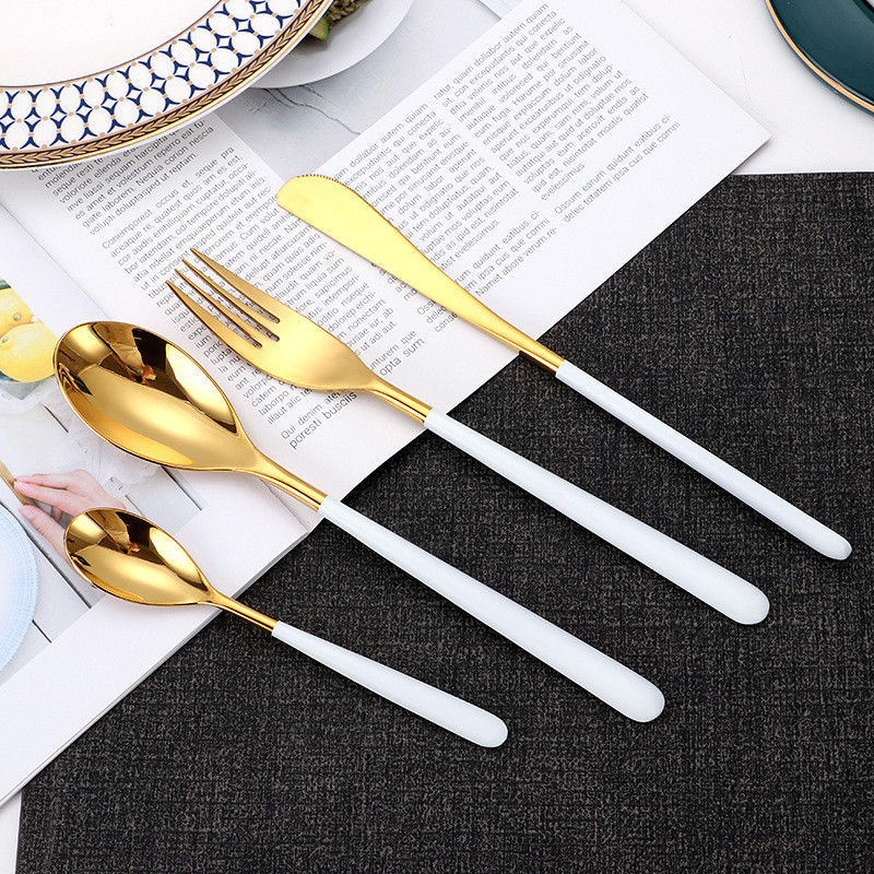 4 tk söögiriistade komplekt 18/10 roostevabast terasest lauanõud nuga kahvel lusikas ümmarguse käepidemega helekuldsed söögiriistad luksusliku õhtusöögi tarviku kingitus