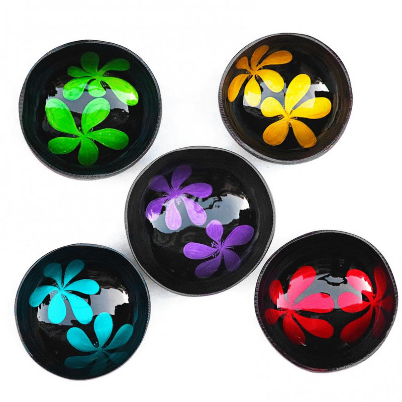 Χειροτεχνία Διακοσμημένο μπολ καρύδας Χρωματιστό Σχέδιο Μπολ αποθήκευσης Διάφορο μπολ Καλύτερο δώρο Δοχείο καραμελών Δοχείο με καρύδια Δοχείο αλατιού