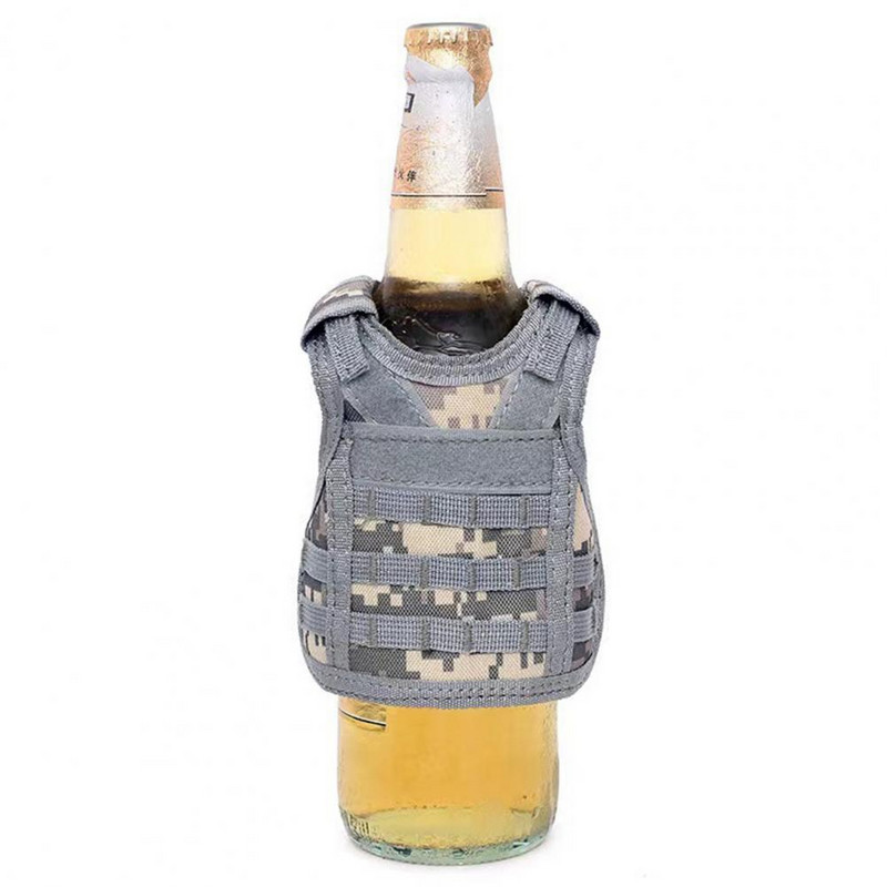 Kelioninė alaus rankovė Karinio stiliaus alaus butelio liemenės dangtelis su reguliuojamais pečių dirželiais Miniatiūrinė rankovė, skirta individualizuoti