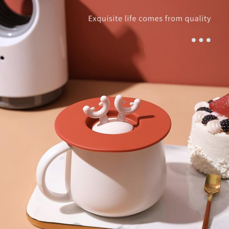 Animacinio filmo Antler dulkėms atsparus puodelio dangtelis Silikoninis puodelis Keraminis puodelis Nelaidus sandariklis dubenėlio dangtelis Triušio ausys Daugiafunkcis puodelio dangtelis