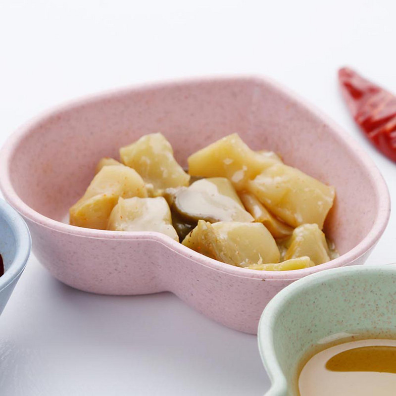 4 vnt Meilės širdies formos lėkštės plastikiniai indai Sojų pupelių mini acto prieskoniai kviečių stiebeliai