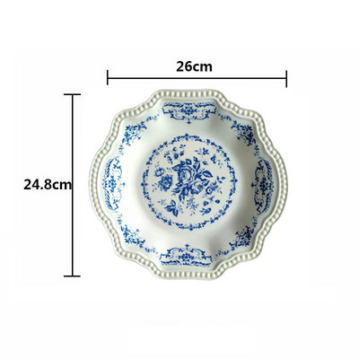 Kaasaegne keraamiline taldrik käsitsi maalitud lillekujundus Pärastlõunatee puuviljasalatitaldrikud Euroopa lääne restorani lauale mõeldud magustoiduroog