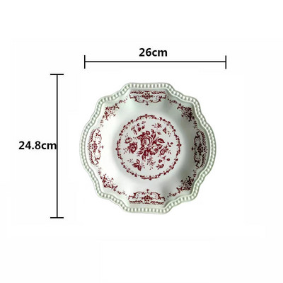 Kaasaegne keraamiline taldrik käsitsi maalitud lillekujundus Pärastlõunatee puuviljasalatitaldrikud Euroopa lääne restorani lauale mõeldud magustoiduroog