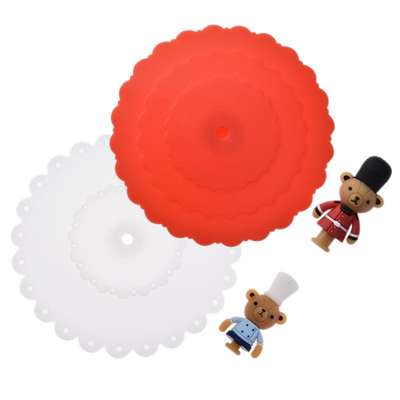 Mieli gyvūnų silikoniniai puodelių dangteliai Mieli sandarikliai siurbiamieji puodeliai, dulkėms nepralaidūs arbatos kavos dangteliai, dangteliai, dangteliai Virtuvės priedai