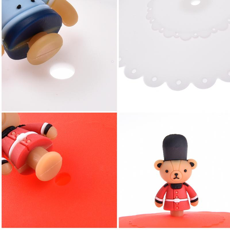 Mieli gyvūnų silikoniniai puodelių dangteliai Mieli sandarikliai siurbiamieji puodeliai, dulkėms nepralaidūs arbatos kavos dangteliai, dangteliai, dangteliai Virtuvės priedai