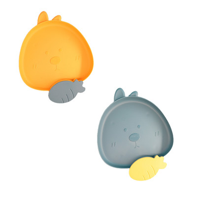 2 vaikų animacinių filmų lėkštės su padažo panardinimo skyriumi rinkinys, puiki dovana vaikams, mažiems vaikams (triušiui)