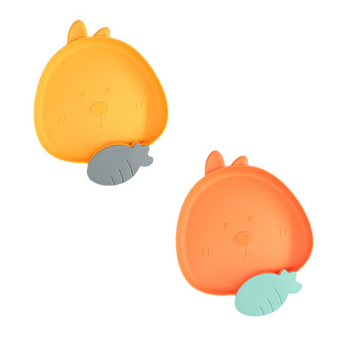 2 vaikų animacinių filmų lėkštės su padažo panardinimo skyriumi rinkinys, puiki dovana vaikams, mažiems vaikams (triušiui)