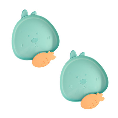 2 vaikų animacinių filmų lėkštės su padažo panardinimo skyriumi rinkinys, puiki dovana vaikams, mažiems vaikams (triušiui)