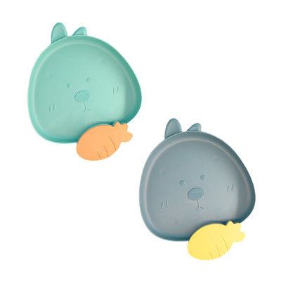 2 vaikų animacinių filmų lėkštės su padažo panardinimo skyriumi rinkinys, puiki dovana vaikams, mažiems vaikams (triušiui)