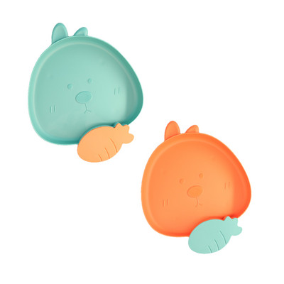 2 vaikų animacinių filmų lėkštės su padažo panardinimo skyriumi rinkinys, puiki dovana vaikams, mažiems vaikams (triušiui)