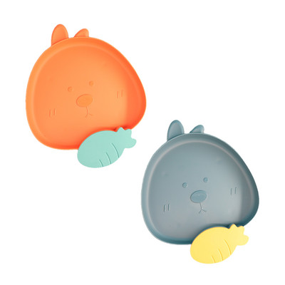 2 vaikų animacinių filmų lėkštės su padažo panardinimo skyriumi rinkinys, puiki dovana vaikams, mažiems vaikams (triušiui)