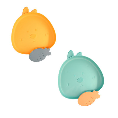 2 vaikų animacinių filmų lėkštės su padažo panardinimo skyriumi rinkinys, puiki dovana vaikams, mažiems vaikams (triušiui)