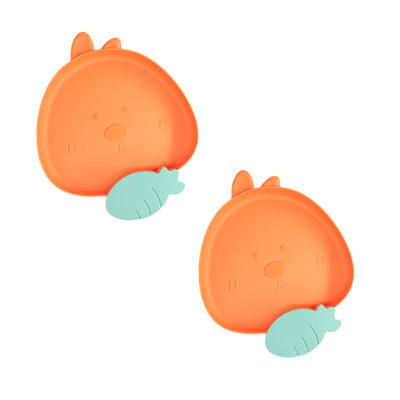 2 vaikų animacinių filmų lėkštės su padažo panardinimo skyriumi rinkinys, puiki dovana vaikams, mažiems vaikams (triušiui)