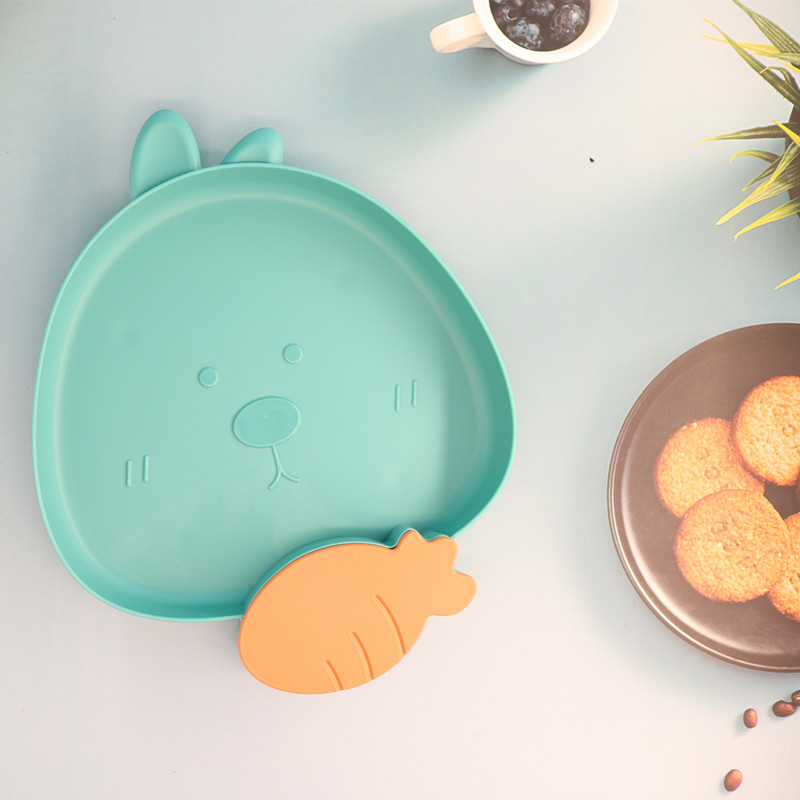 Σετ 2 Παιδικό Πιάτο Δείπνου κινουμένων σχεδίων με τμήμα σάλτσας, Τέλειο δώρο για παιδιά, νήπια (Κουνέλι)