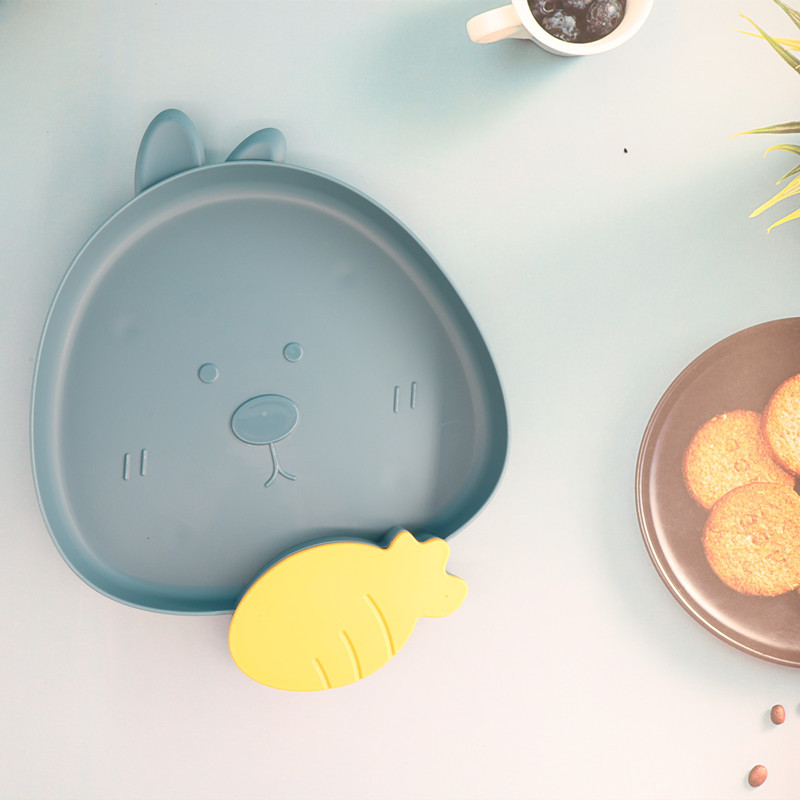 Σετ 2 Παιδικό Πιάτο Δείπνου κινουμένων σχεδίων με τμήμα σάλτσας, Τέλειο δώρο για παιδιά, νήπια (Κουνέλι)