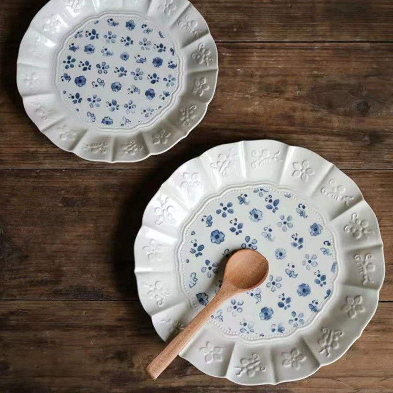 Elegantiškas porcelianinis vestuvinių lėkščių rinkinys Gimtadienio japoniškų desertų salotų rinkinys Pusryčių reikmenys Stalo reikmenys OA50PS