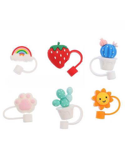 Mielas silikoninis šiaudų dulkėms atsparus kištukas, daugkartinis minkštas silikoninis šiaudų dangtelis puodelių šiaudelių priedams