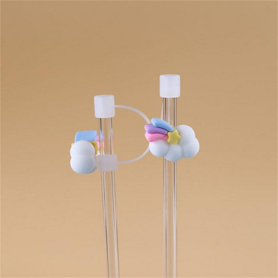 Stiklo šiaudeliai vasarą nerūdijančio plieno šiaudeliai vandeniui atstumiantys biuro silikoniniai silikoniniai puodeliai dangtelio dangtelis nuo dulkių dangtelio dulkių kištukas