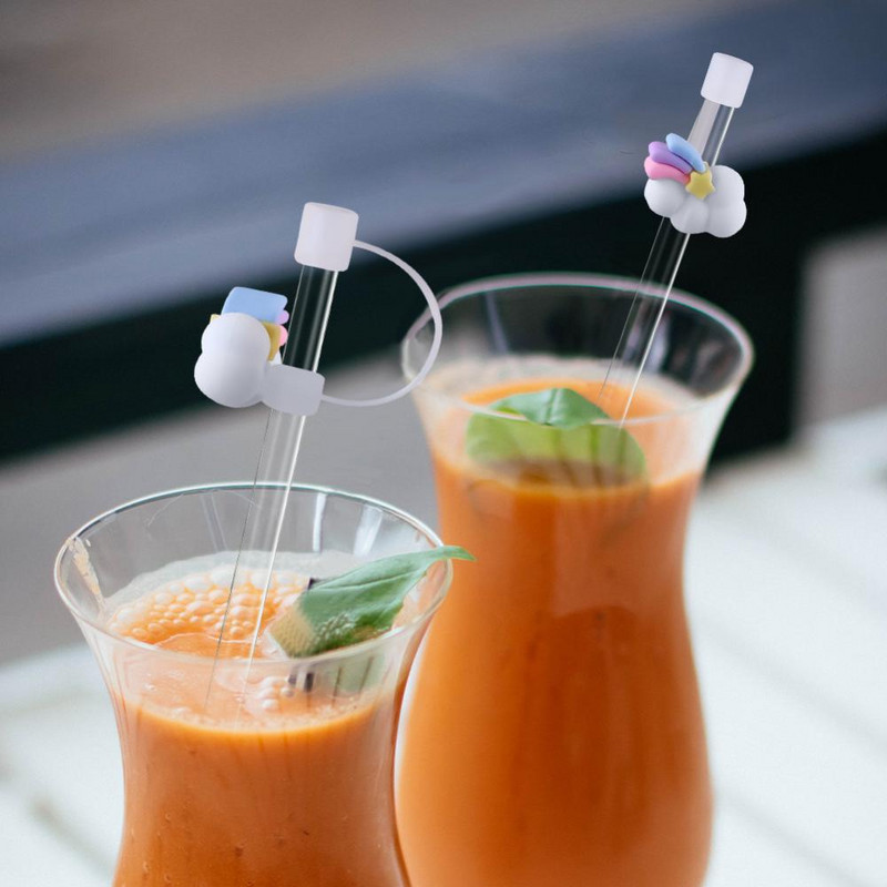 Stiklo šiaudeliai vasarą nerūdijančio plieno šiaudeliai vandeniui atstumiantys biuro silikoniniai silikoniniai puodeliai dangtelio dangtelis nuo dulkių dangtelio dulkių kištukas