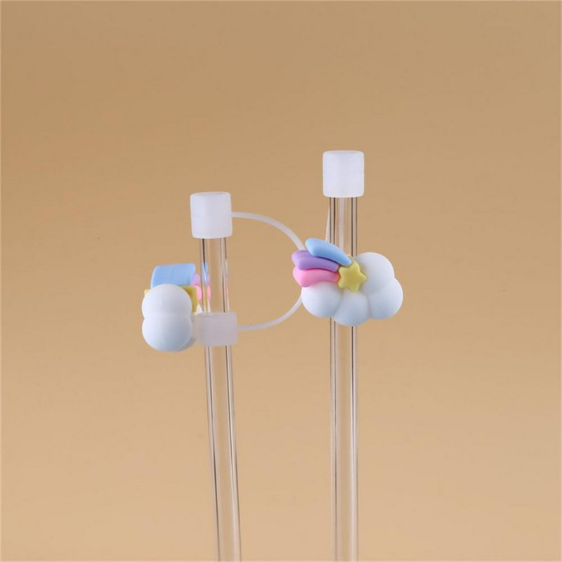 Stiklo šiaudeliai vasarą nerūdijančio plieno šiaudeliai vandeniui atstumiantys biuro silikoniniai silikoniniai puodeliai dangtelio dangtelis nuo dulkių dangtelio dulkių kištukas