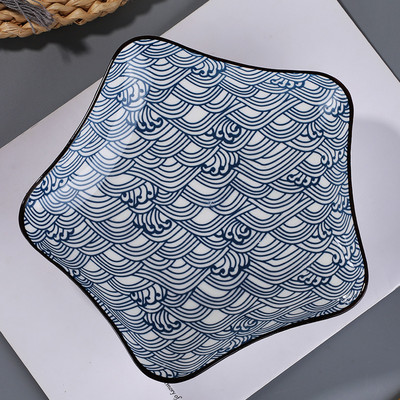 8 colių japoniško suši lėkštės keraminės makaronų dubenėlio juostelės dizaino makaronų lėkštės restorano buitinės retro stiliaus indai