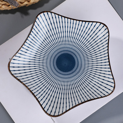 8 colių japoniško suši lėkštės keraminės makaronų dubenėlio juostelės dizaino makaronų lėkštės restorano buitinės retro stiliaus indai