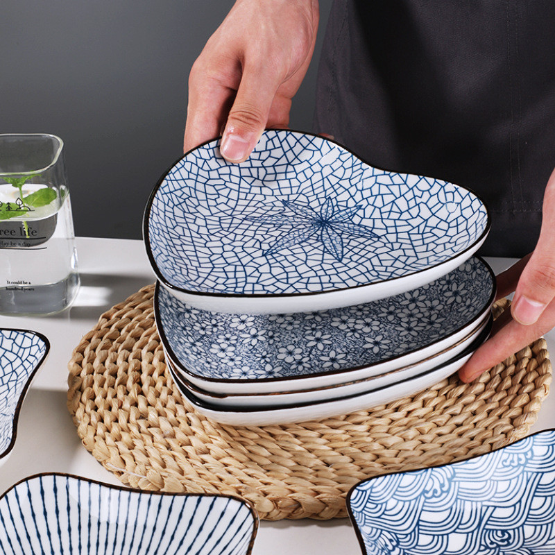 8 colių japoniško suši lėkštės keraminės makaronų dubenėlio juostelės dizaino makaronų lėkštės restorano buitinės retro stiliaus indai