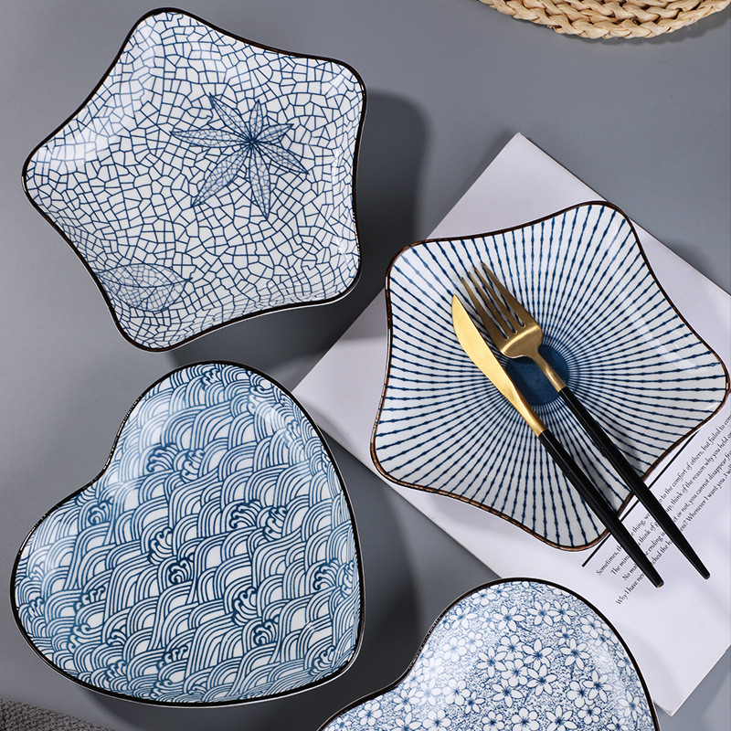 8 colių japoniško suši lėkštės keraminės makaronų dubenėlio juostelės dizaino makaronų lėkštės restorano buitinės retro stiliaus indai
