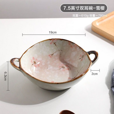 7,5-tolline Jaapani keraamiline nuudlikauss, kahekõrvaline supikauss majapidamises kasutatava salatiga pastataldrik Praktiline kööginõu