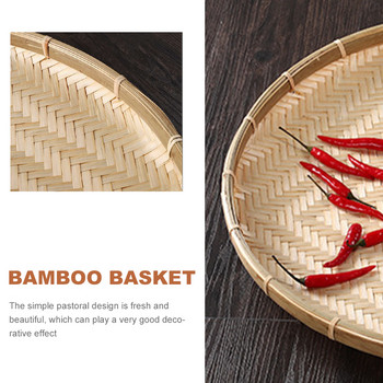 Kuivatusprügilapp suupistekorv magustoidu serveerimisalus Kootud toidukonteiner kudumine bambusest säilitusring